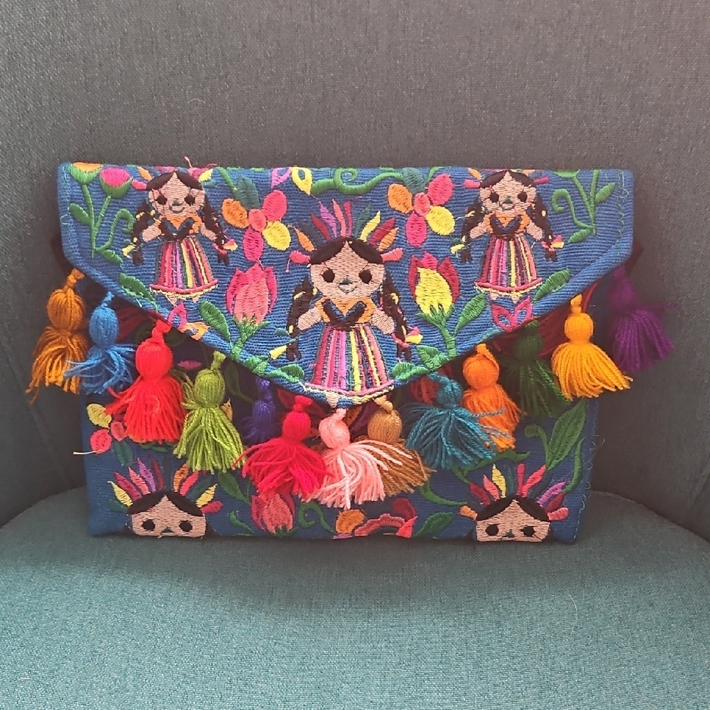 Colorful Embroidered Clutch